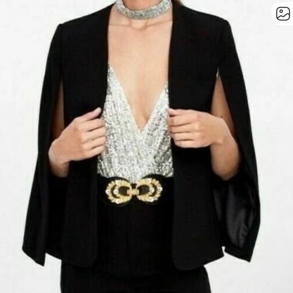 Zara Elegant Black Cape Blazer - Picture 4 of 5